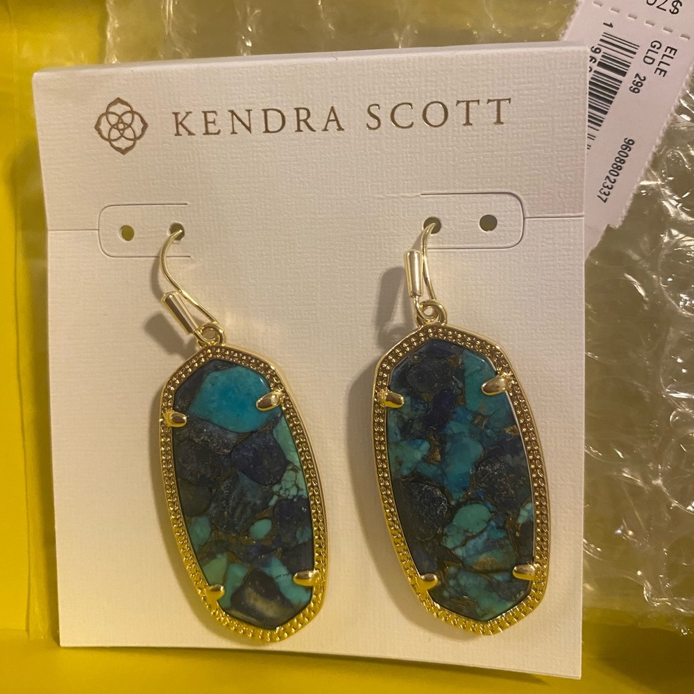 NWT Kendra Scott Elle Earrings in Lapis Turquoise PRICE FIRM!